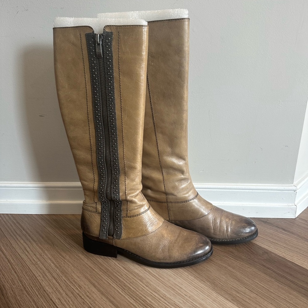 Women's Tan Leather Knee-High Boots